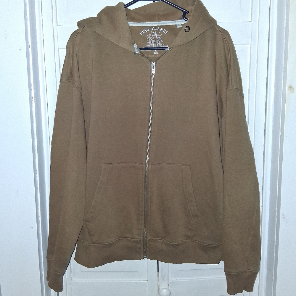 Free Planet Men's Tan Full-Zip Hoodie